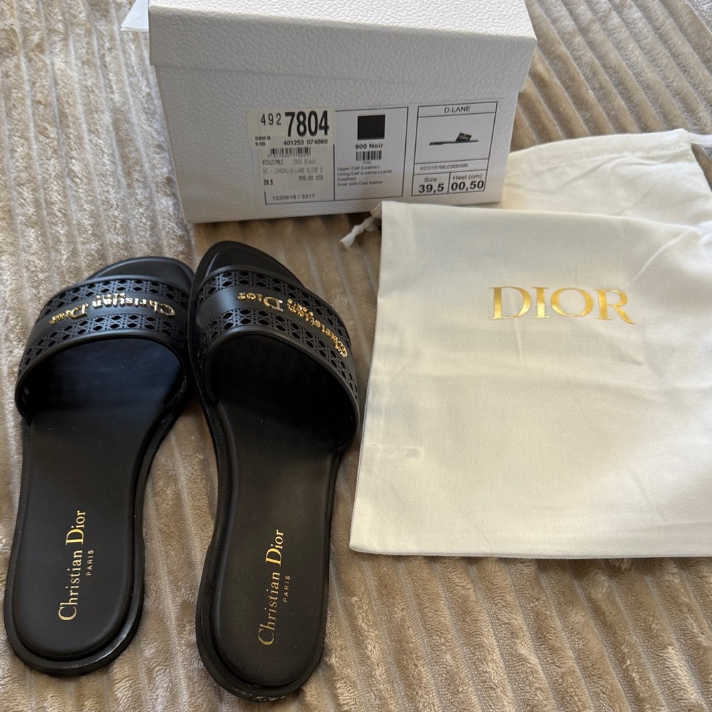 Dior Elegant Black Slide Sandals